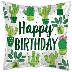 Foto van Witbaard folieballon eco cactus birthday 46 cm groen/wit