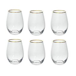 Foto van 4goodz petit salon set waterglazen 6 stuks inhoud 54cl met gouden rand