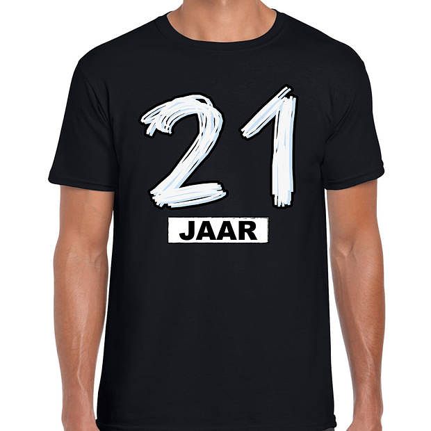 Foto van 21 jaar verjaardag cadeau t-shirt zwart voor heren s - feestshirts