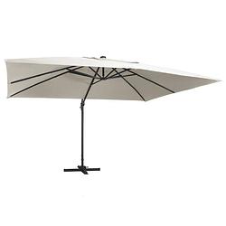 Foto van Vidaxl zweefparasol met led-verlichting en paal 400x300 cm zandkleurig