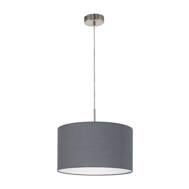 Foto van Eglo pasteri - hanglamp - 1 lichts - ø38cm - nikkel-mat - grijs