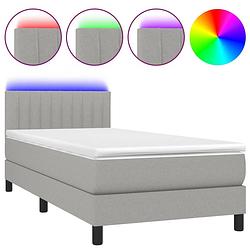 Foto van The living store boxspring lichtgrijs 203x100x78/88 cm - led - pocketvering matras - huidvriendelijk