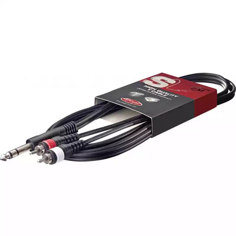 Foto van Stagg syc3/ps2cm e 6.3 mm trs jack - 2x rca kabel 3 meter