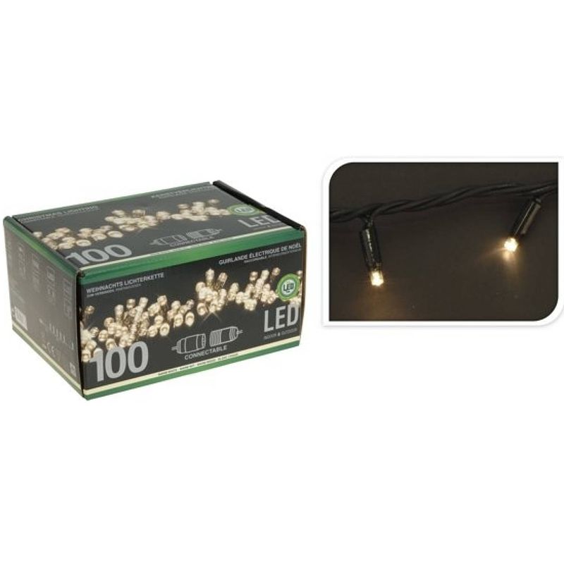 Foto van 10 meter kerstverlichting 100 led lampjes - starterset - warm wit