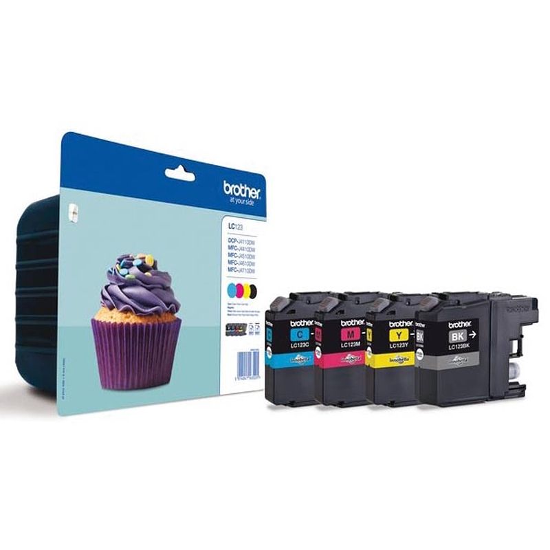 Foto van Brother inktcartridge, 600 pagina'ss, oem lc-123valbpdr, 4 kleuren 4 stuks