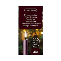 Foto van Lumineo - led dinerkaars d2h24 cm lila/wwt 2st kerst