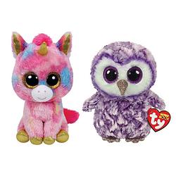 Foto van Ty - knuffel - beanie boo's - fantasia unicorn & moonlight owl