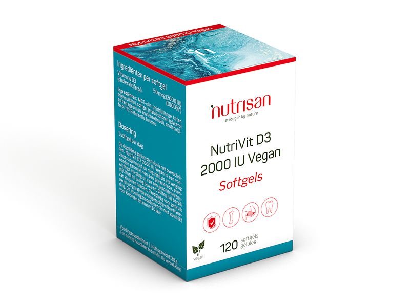 Foto van Nutrisan nutrivit d3 2000iu vegan softgels