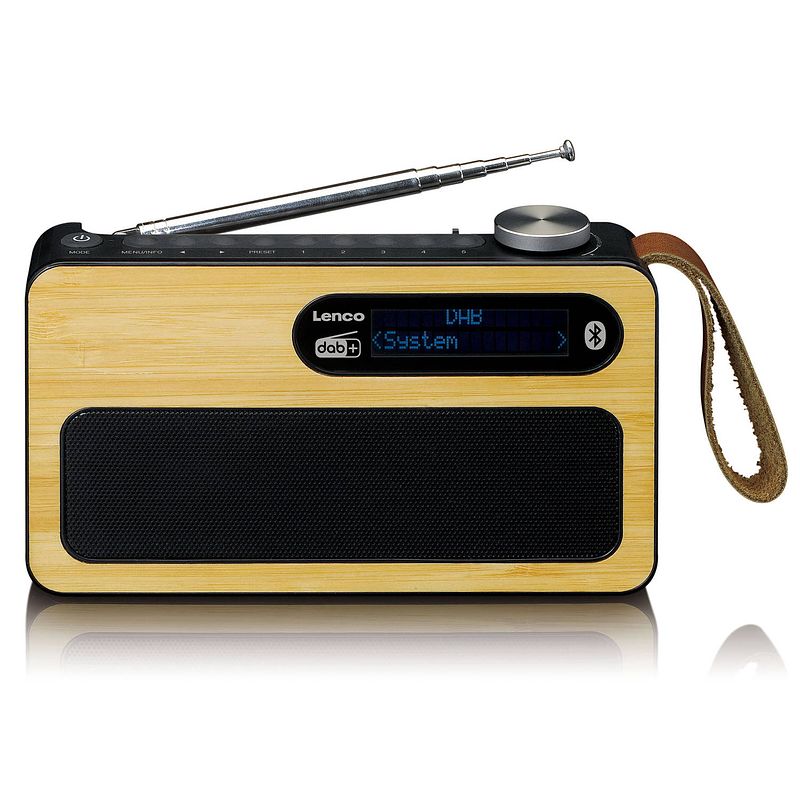 Foto van Dab+/fm radio bluetooth lenco pdr-040bamboobk zwart