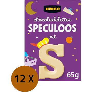 Foto van Jumbo chocoladeletter speculoos wit s 12 x 65 g