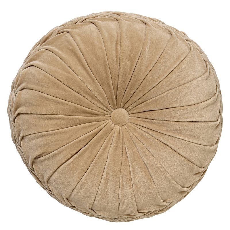 Foto van Dutch decor kaja - sierkussen rond velvet pumice stone 40 cm - beige - beige