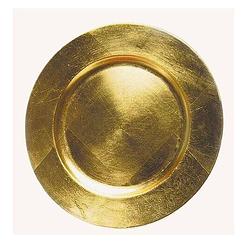 Foto van Rond kaarsenbord/kaarsenplateau goud van kunststof 33 cm - kaarsenplateaus