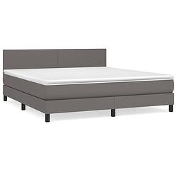 Foto van The living store boxspringbed grijs - kunstleer - 160x200 - pocketvering