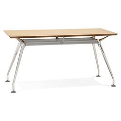 Foto van 24designs bureau stuart - l150 x b70 x h76 cm - eikenhout bureaublad - chromen onderstel