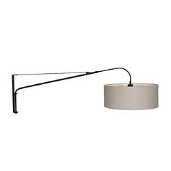 Foto van Steinhauer wandlamp elegant classy 9324 zwart kap grijs linnen grof