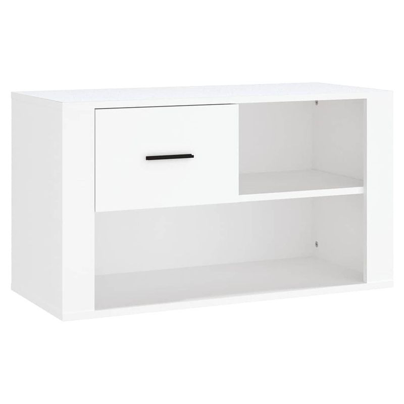 Foto van The living store schoenenkast - 80 x 35 x 45 cm - wit - bewerkt hout