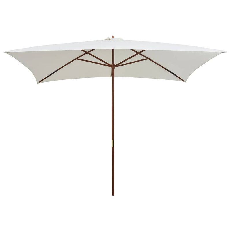 Foto van Vidaxl parasol met houten paal 200x300 cm crèmewit