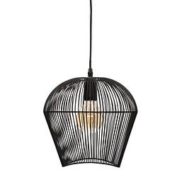 Foto van Metalen hanglamp met draad - h 25 cm - zwart