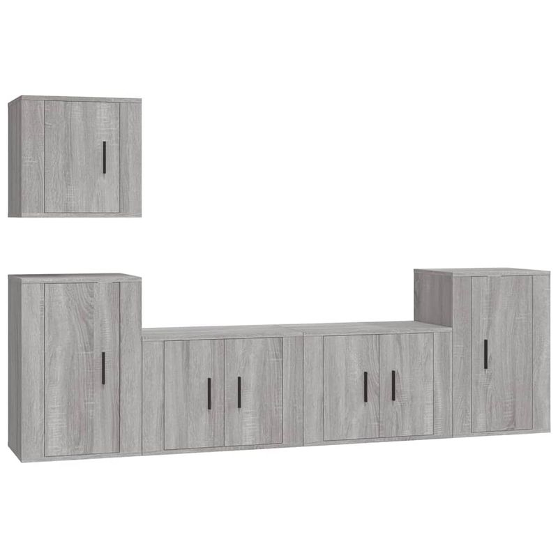 Foto van The living store televisiekastenset - grijs sonoma eiken - 2x 57x34.5x40cm + 1x 40x34.5x40cm + 2x 40x34.5x60cm