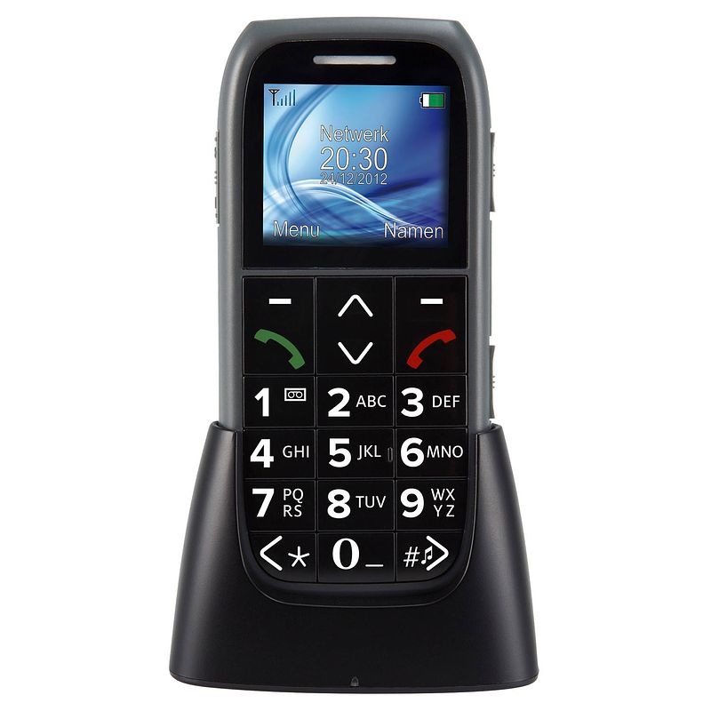 Foto van Eenvoudige mobiele telefoon voor senioren met sos noodknop fysic fm-7575 zwart-antraciet