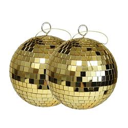 Foto van Othmar decorations disco kerstballen - 2x - goud - 15 cm - kunststof - kerstbal