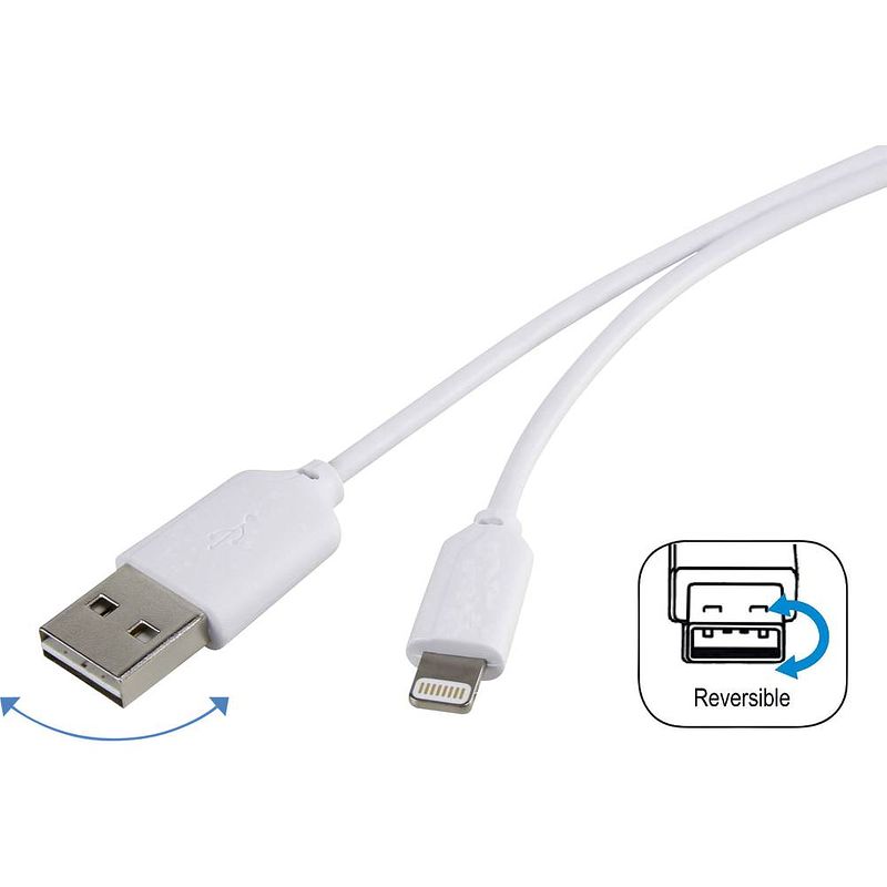 Foto van Renkforce apple ipad/iphone/ipod aansluitkabel [1x usb-a 2.0 stekker - 1x apple dock-stekker lightning] 1.00 m wit