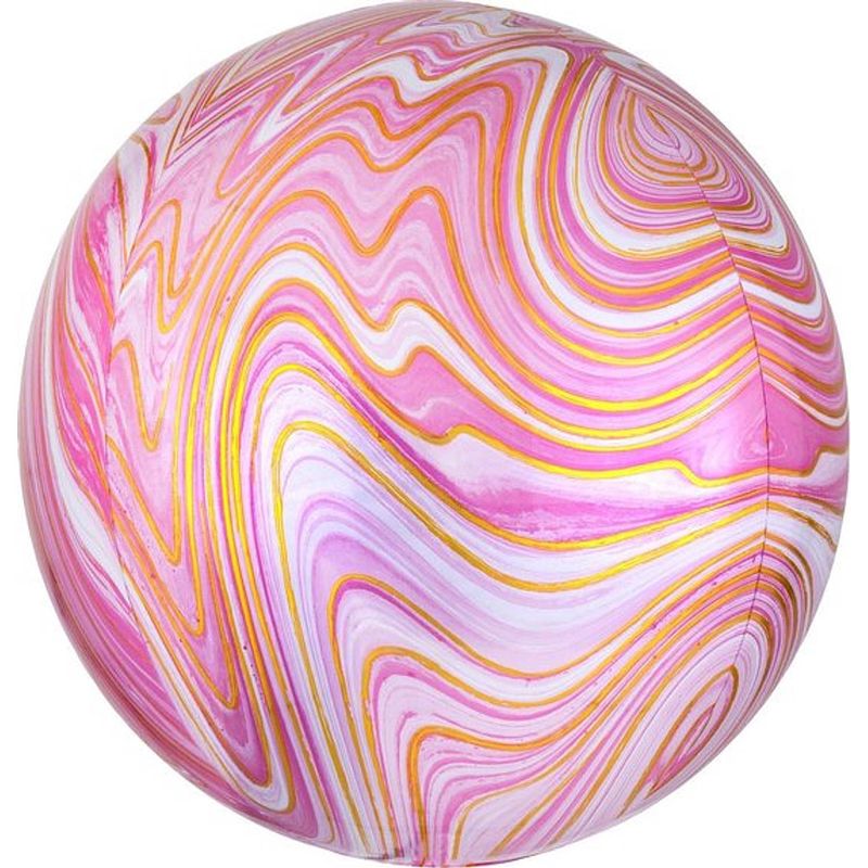 Foto van Amscan folieballon marblez pink 43 cm roze