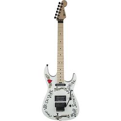 Foto van Charvel teambuilt custom warren demartini usa signature frenchie mn snow white elektrische gitaar met koffer