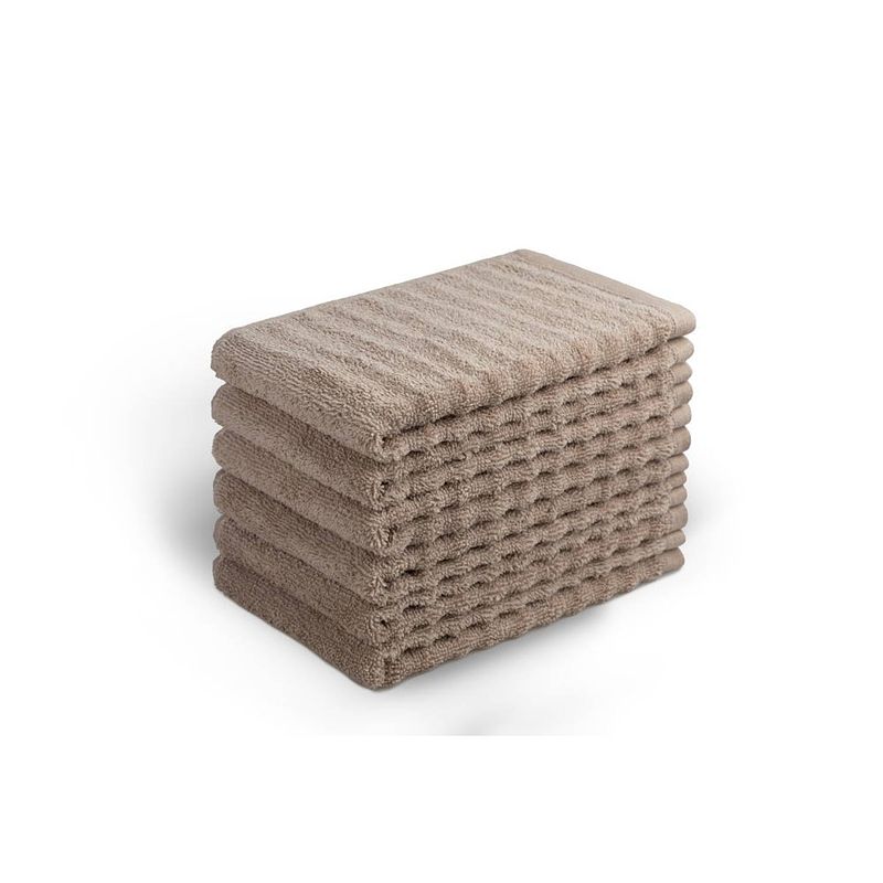 Foto van Seashell wave gastendoekjes - taupe - 6 stuks - 30x50cm - premium