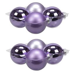 Foto van 8x stuks glazen kerstballen amethyst paars 10 cm mat/glans - kerstbal