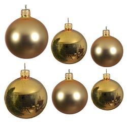 Foto van Glazen kerstballen pakket goud glans/mat 26x stuks diverse maten - kerstbal