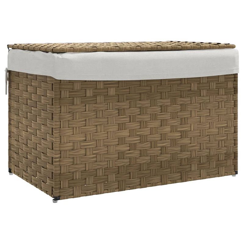 Foto van Vidaxl wasmand met deksel 55,5x35x34 cm poly rattan