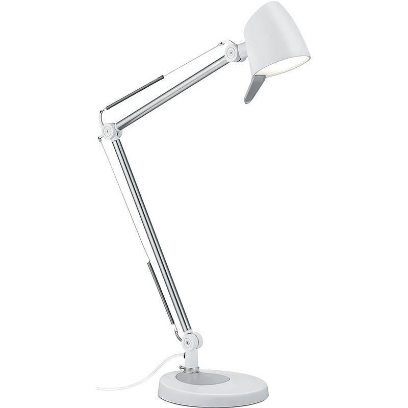 Foto van Led bureaulamp - trion radino - 5w - aanpasbare kleur - dimbaar - rond - mat wit - aluminium