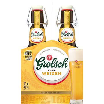 Foto van 2e halve prijs | grolsch weizen speciaalbier fles 2 x 450ml aanbieding bij jumbo