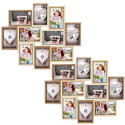 Foto van 2x stuks multi fotolijst met houten frame met 10 lijstjes geschikt voor een foto van 10 x 15 cm - fotolijsten