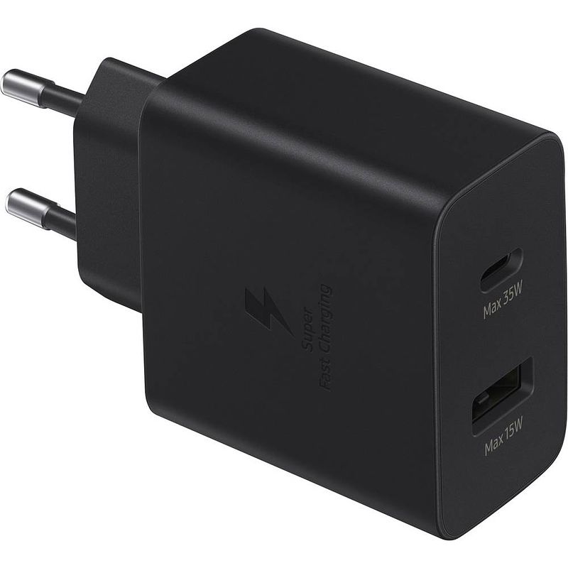 Foto van Samsung super fast charging oplader met 2 usb poorten 35w zwart