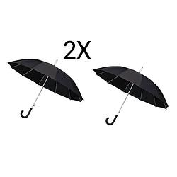 Foto van 2x paraplu - automatic windparaplu - stevig & windroof - windproof - ø 110 cm - zwart- top kwaliteit - beste kwaliteit