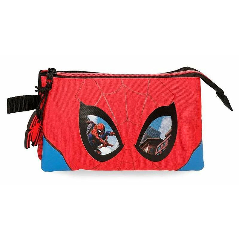 Foto van Pennenetui met 3 vakken spiderman protector rood (22 x 12 x 5 cm)