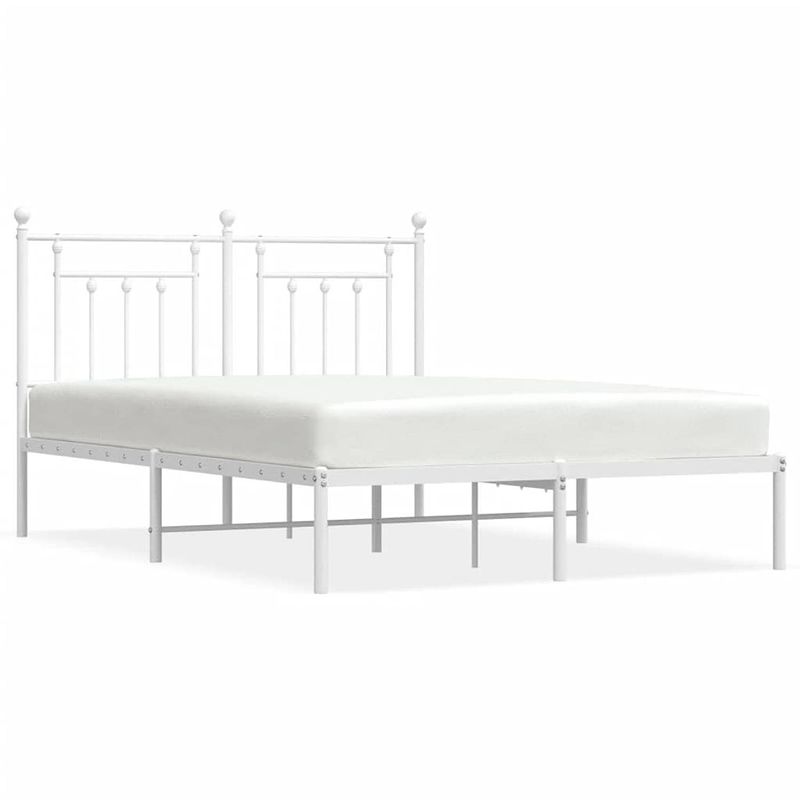 Foto van The living store bedframe - klassiek - metaal - 207 x 146 x 97 cm - wit