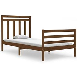 Foto van The living store houten bedframe - massief grenenhout - 205.5 x 105.5 x 69.5 cm - honingbruin