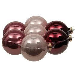Foto van 8x stuks glazen kerstballen roze tinten 10 cm mat/glans - kerstbal
