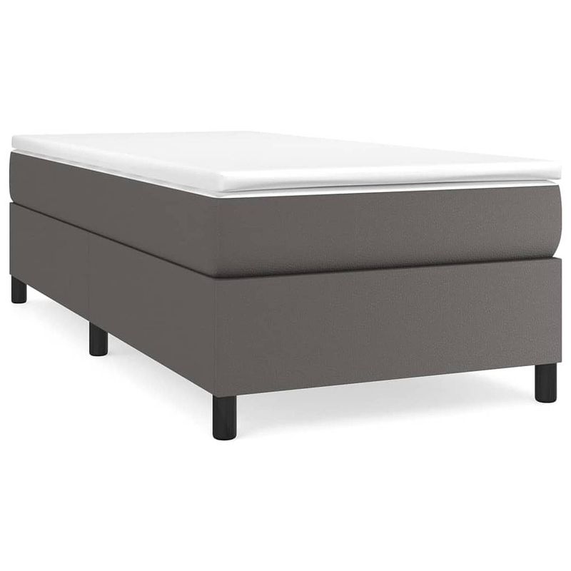 Foto van The living store boxspringbed - maximal comfort - bedframe - 203x100x35 cm - grijs kunstleer - pocketvering -