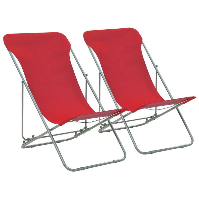 Foto van Vidaxl strandstoelen inklapbaar 2 st staal en oxford stof rood