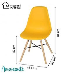 Foto van Urban living - jena stoelen geel met hout/metalen onderstel - set van 4 okergeel