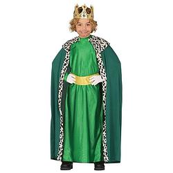 Foto van Verkleedkleding koning groen voor kinderen 10-12 jaar (140-152) - carnavalskostuums