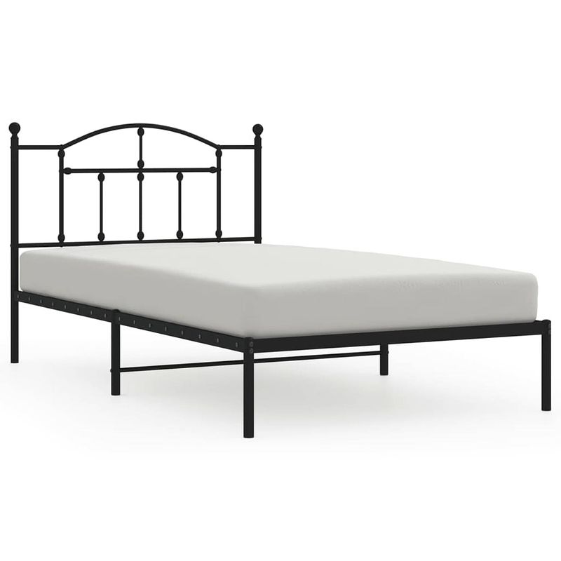 Foto van Vidaxl bedframe met hoofdbord metaal zwart 100x200 cm