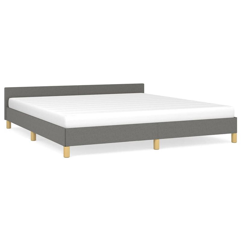 Foto van The living store bedframe - donkergrijs - 203x163x50cm - duurzaam materiaal - ondersteunende poten - multiplex