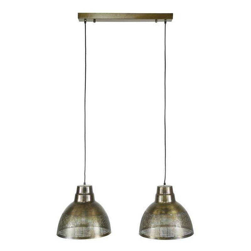 Foto van Industriële hanglamp luisa 2-lichts metaal brons