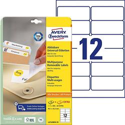 Foto van Avery-zweckform l4743rev-25 etiketten 99.1 x 42.3 mm papier wit 360 stuk(s) weer verwijderbaar universele etiketten inkt, laser, kopie 30 vel din a4