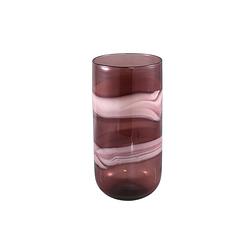 Foto van Ptmd meradi red glass vase colored layers round l